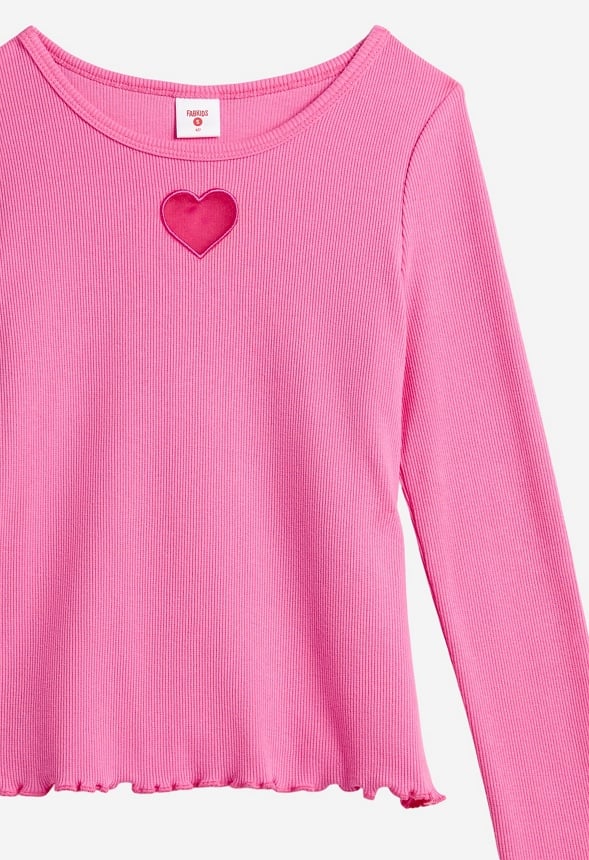 Heart Cut Out Ribbed Top Pink