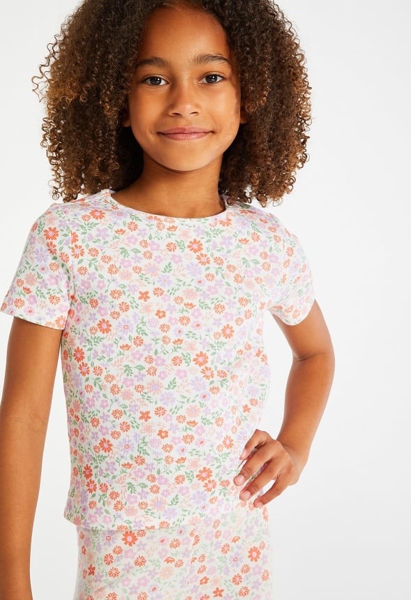 Floral Ribbed Baby Tee Multi