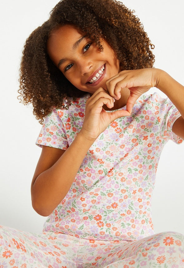 Floral Ribbed Baby Tee Multi