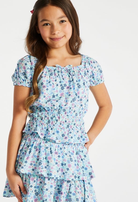 Floral Blouson Top Blue