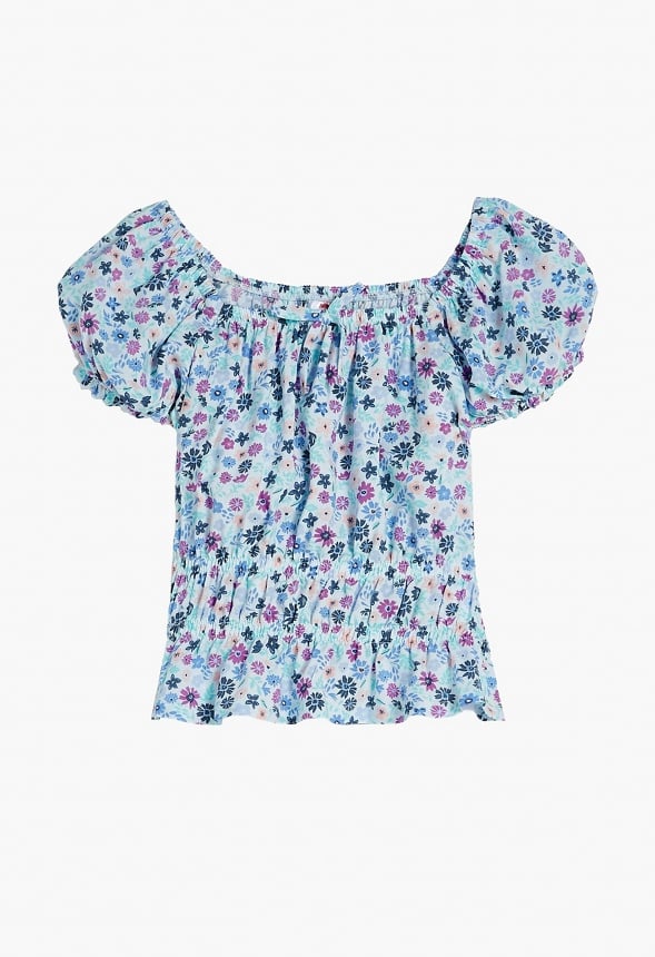 Floral Blouson Top Blue