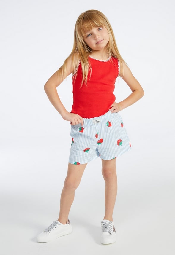 Lettuce Hem Cropped Tank Red