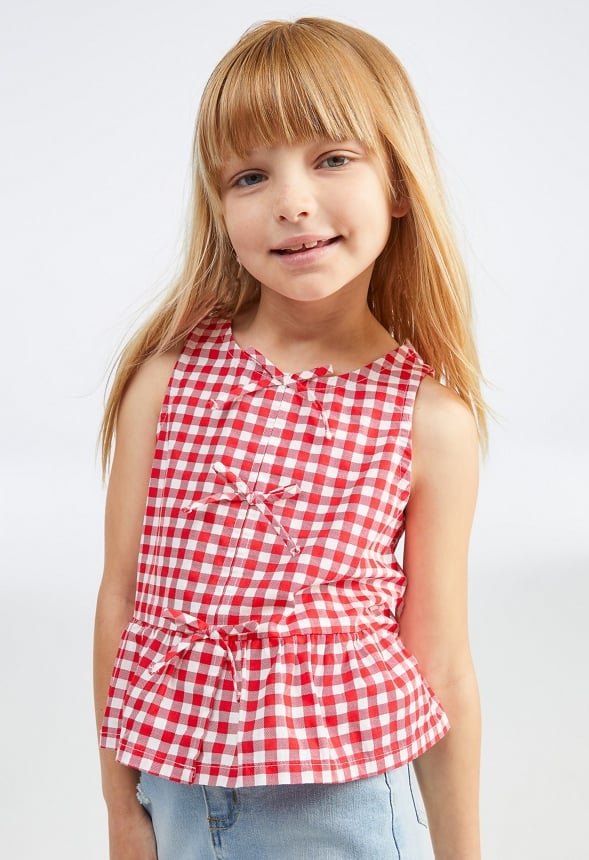 Gingham Bow Tied Tank Red Gingham