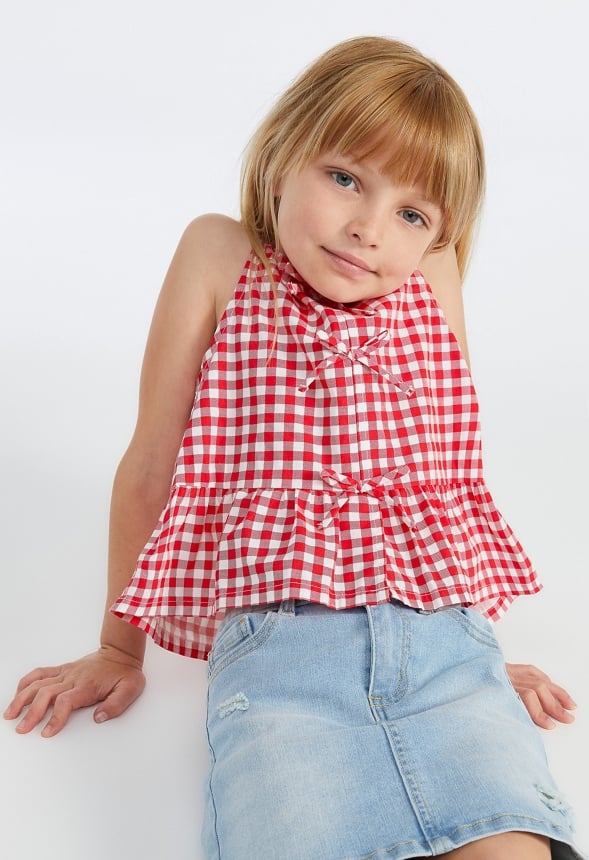 Gingham Bow Tied Tank Red Gingham