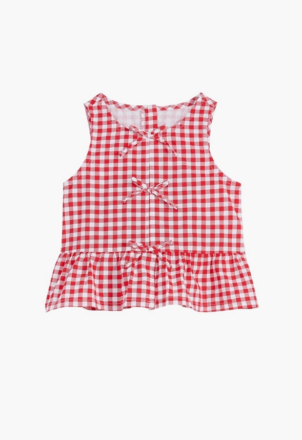 Gingham Bow Tied Tank Red Gingham