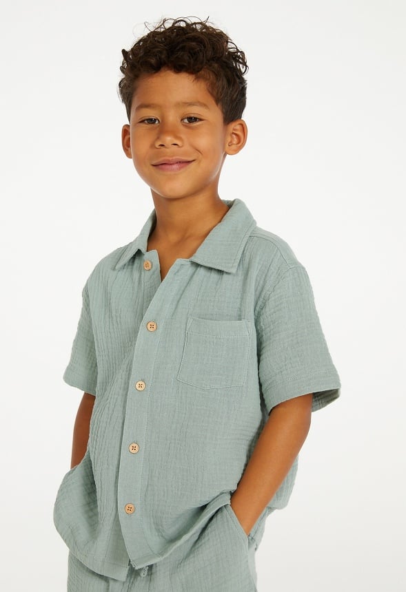 Gauze Button Up Shirt Green