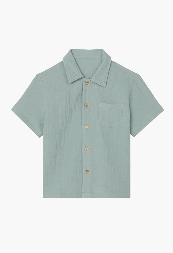 Gauze Button Up Shirt Green