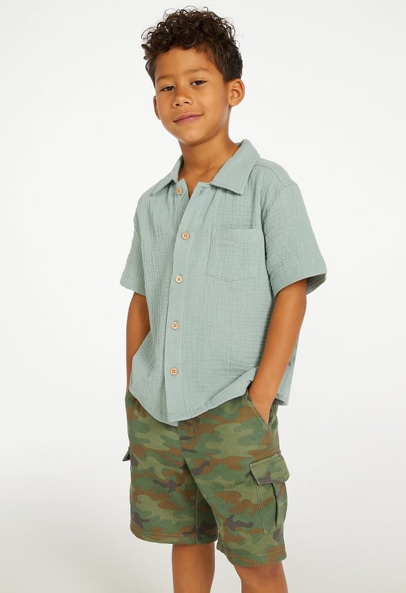 Gauze Button Up Shirt Green