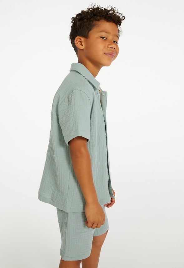 Gauze Button Up Shirt Green