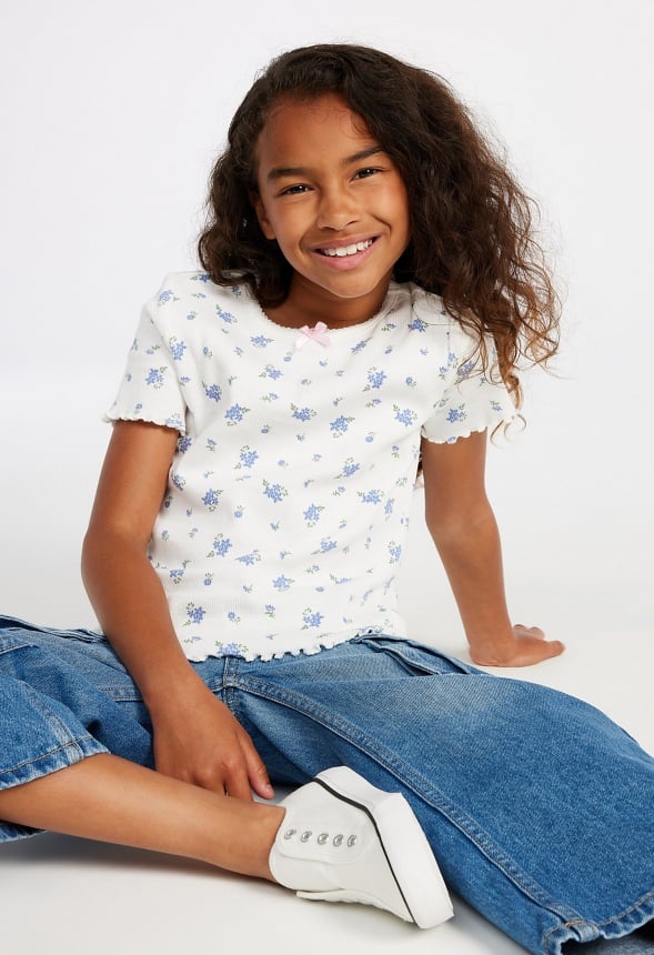 Lettuce Edge Baby Tee White Floral