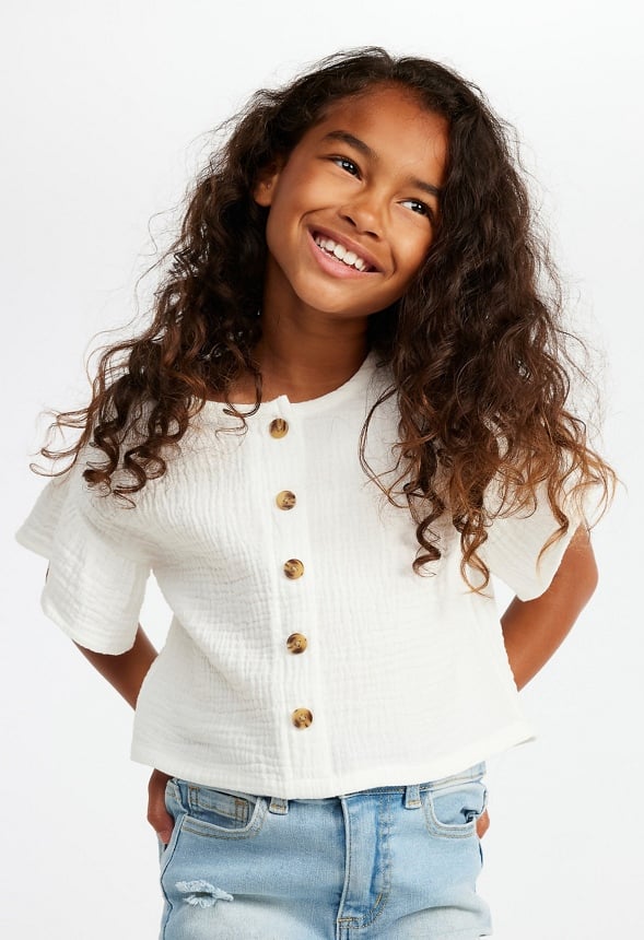 Ruffle Sleeve Top White