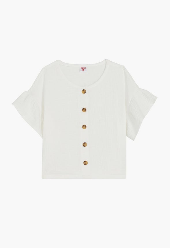 Ruffle Sleeve Top White