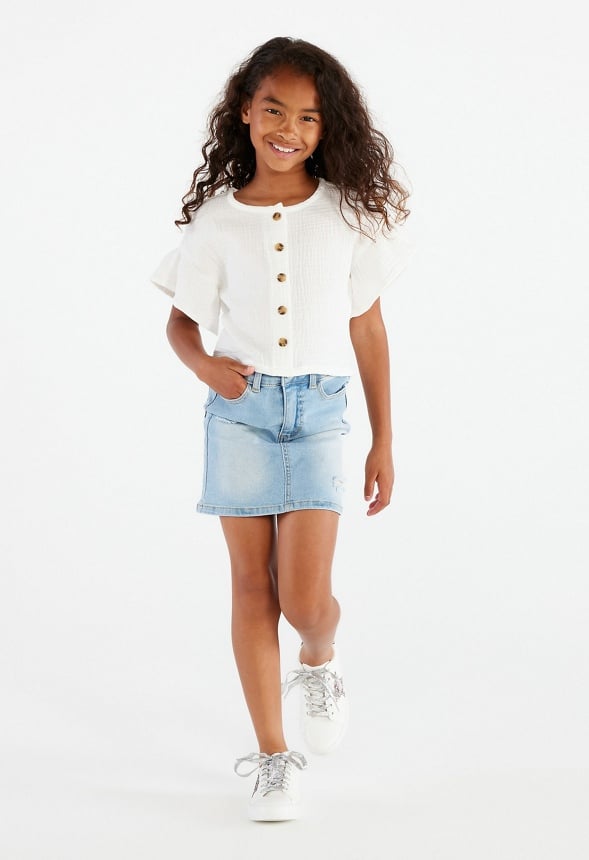 Ruffle Sleeve Top White