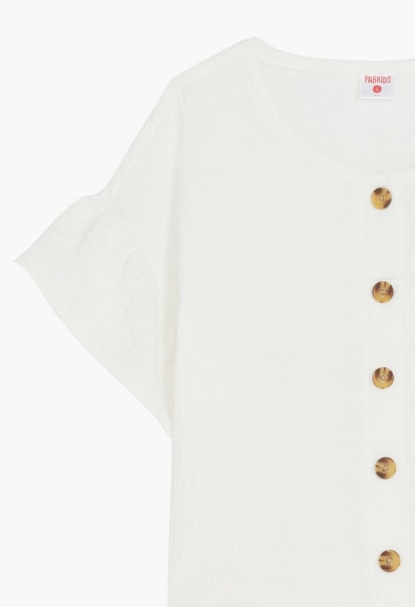 Ruffle Sleeve Top White